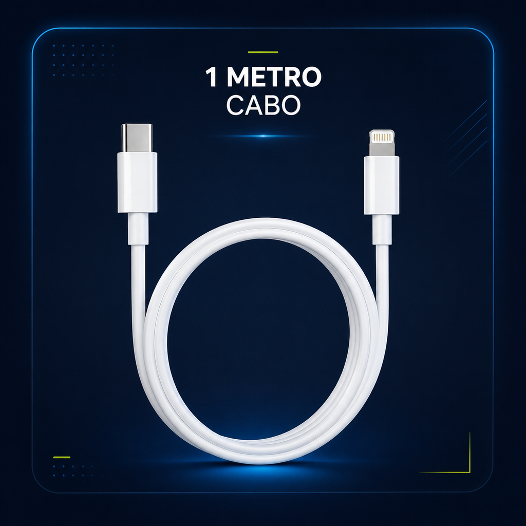 Kit Carregador iPhone Turbo Tipo-C 20W + Cabo Lightining para IPhone Carga rápida
