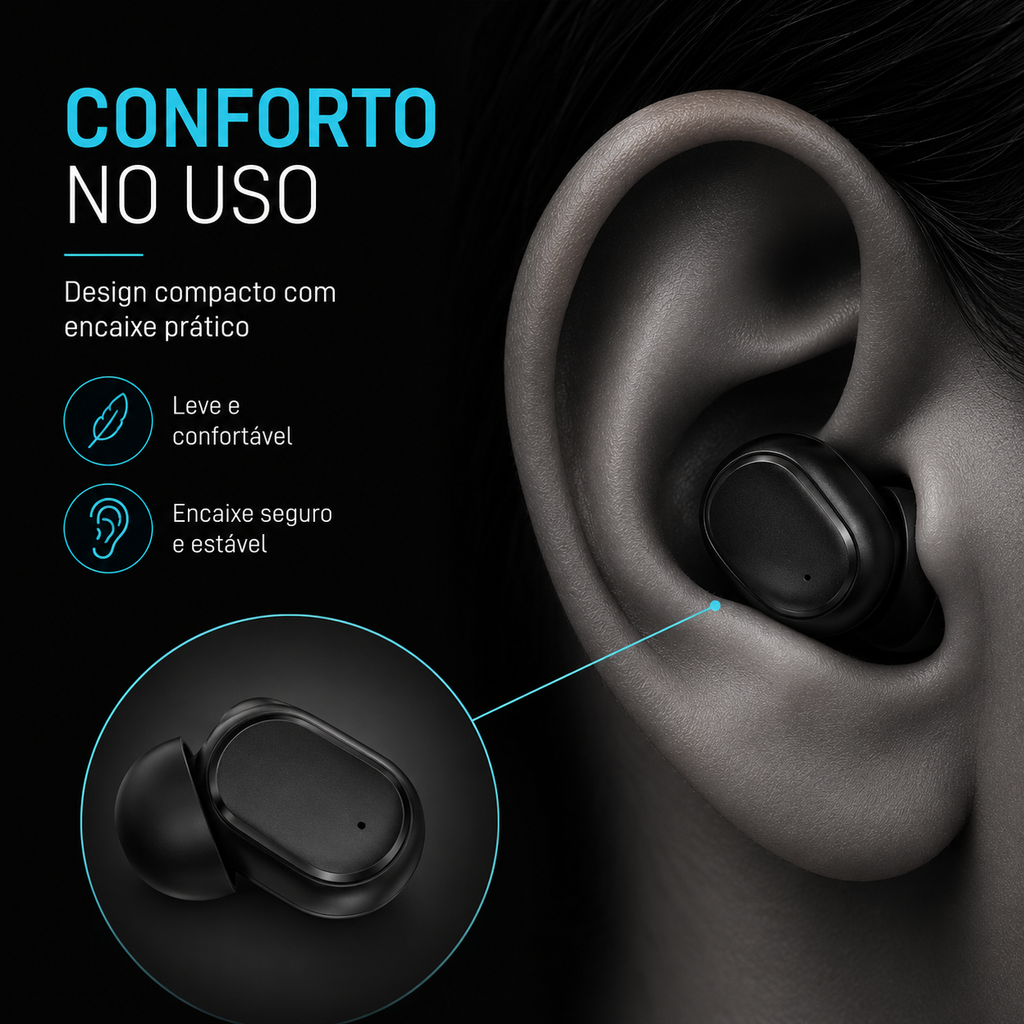 Fone Bluetooth 5.0 E6S TWS com Display LED Digital e Case de Carregamento