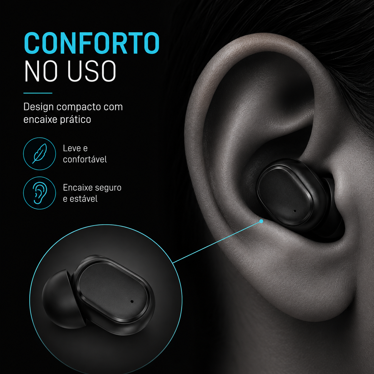 Fone Bluetooth 5.0 E6S TWS com Display LED Digital e Case de Carregamento