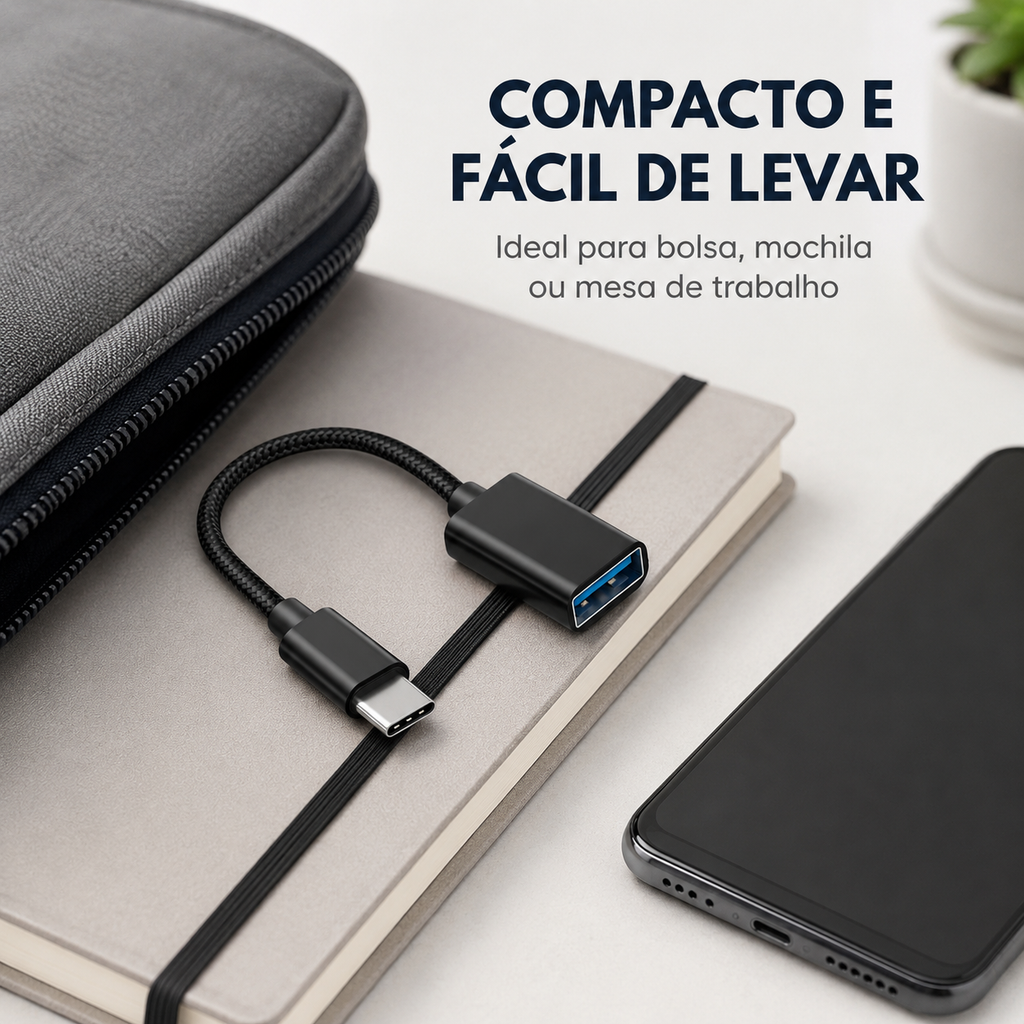 Adaptador OTG USB-C para USB 3.0 Premium | Conexão para Pen Drive, Mouse e Teclado