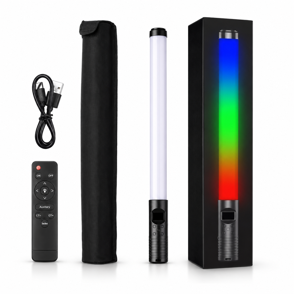 Bastão de Luz LED RGB 20W para Fotografia e Vídeo com Controle Remoto