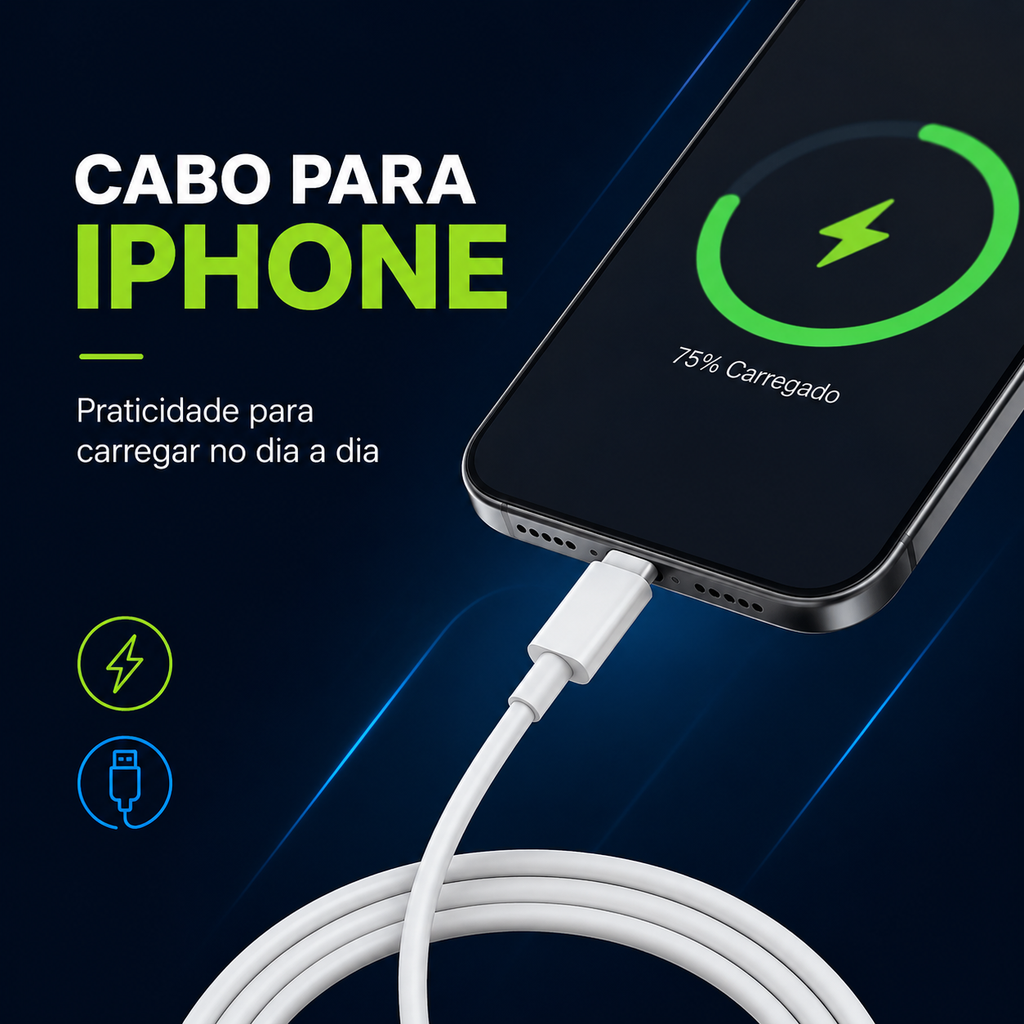 Cabo USB-C para Lightning Premium | Carregamento Rápido e Sincronização para iPhone