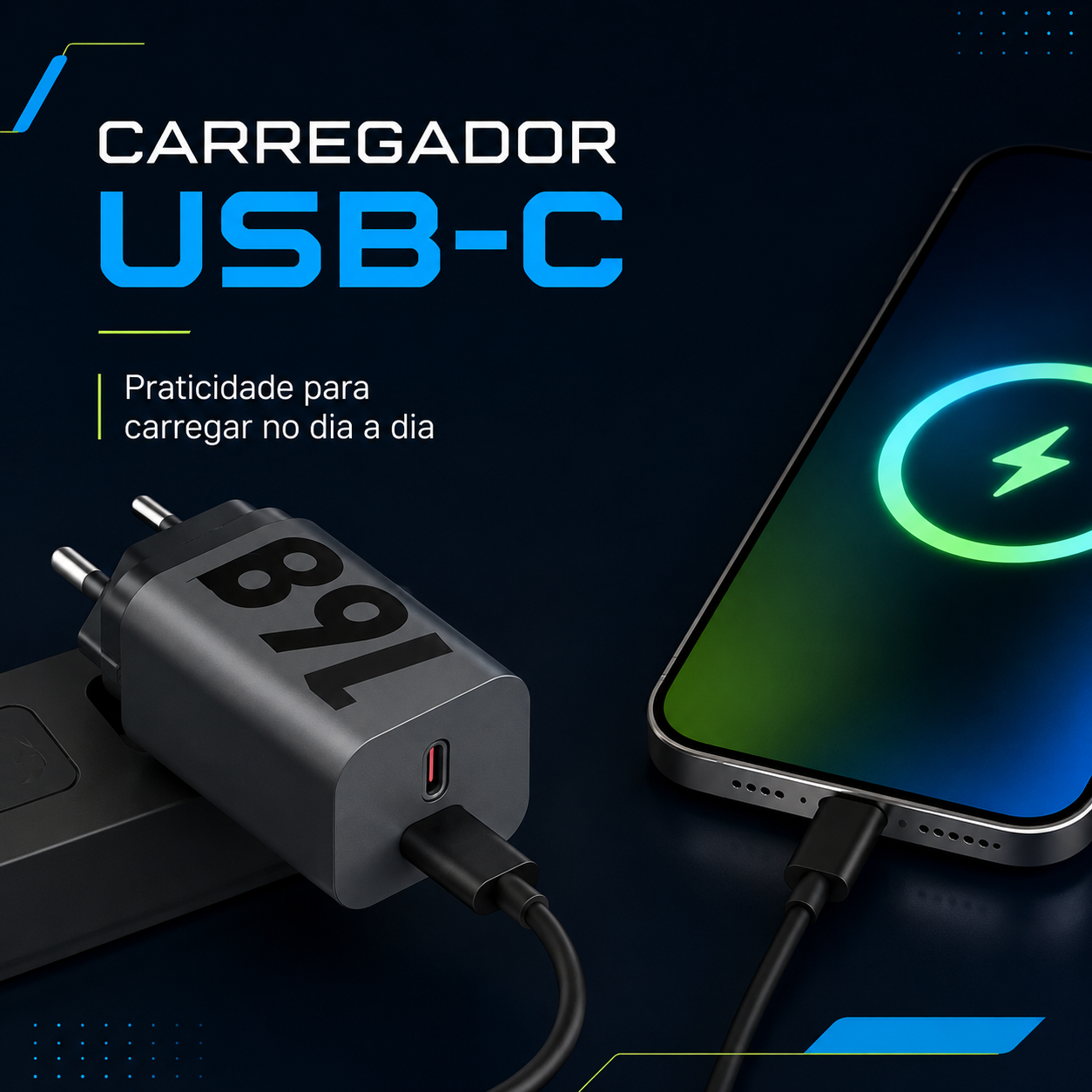 Carregador USB-C compacto para uso diário