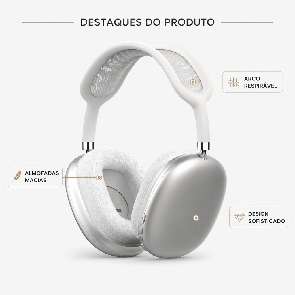 Headphone Bluetooth Sem Fio P9 Air | Recarregável com Microfone e Cartão TF