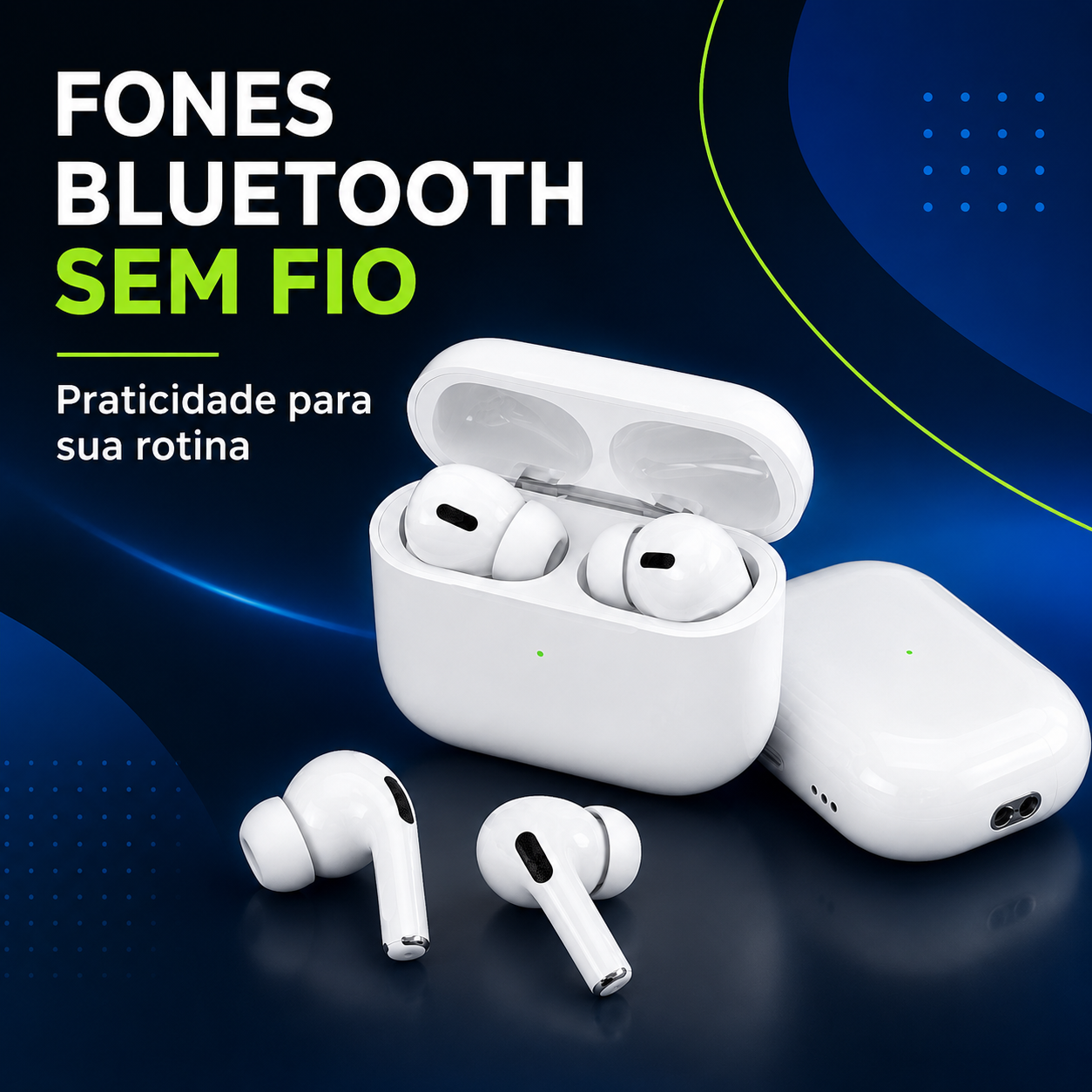 Fone Bluetooth Pro5 Premium com ANC, Áudio Espacial e Case de Carregamento