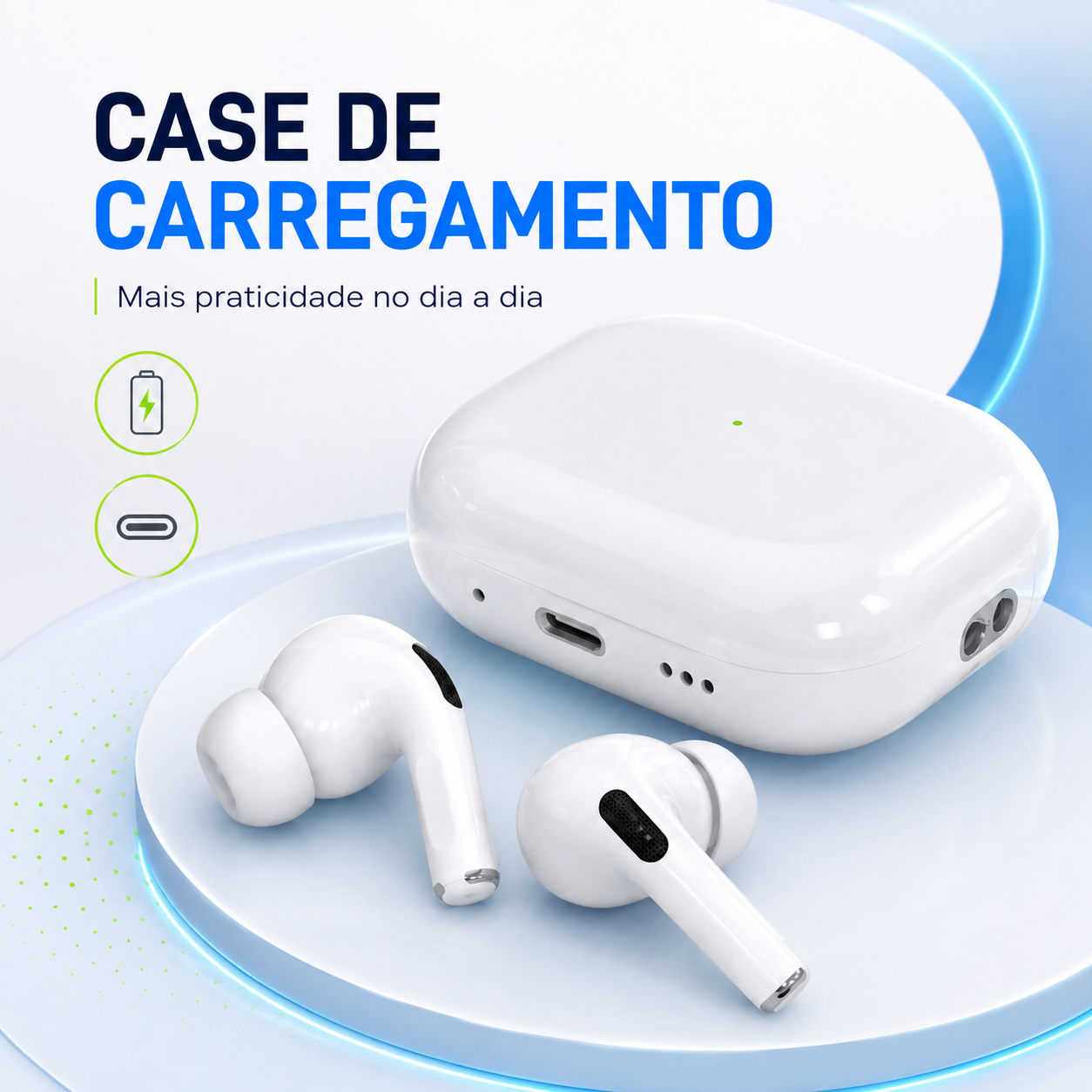 Fone Bluetooth Pro5 Premium com ANC, Áudio Espacial e Case de Carregamento