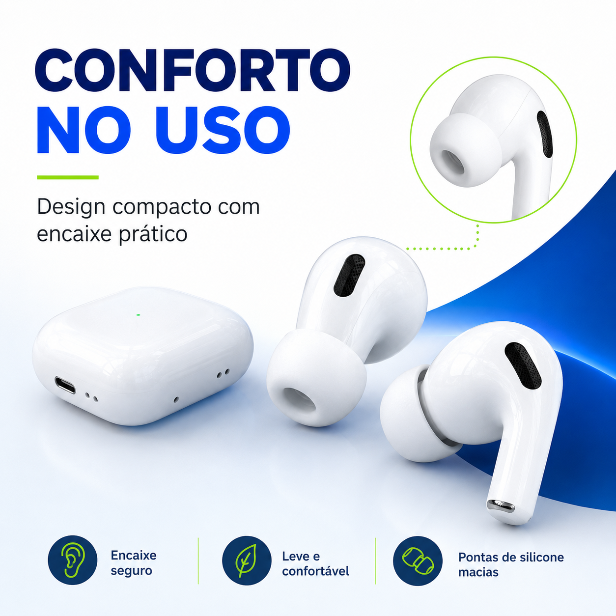 Fone Bluetooth Pro5 Premium com ANC, Áudio Espacial e Case de Carregamento