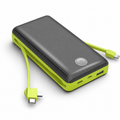 Power Bank Portátil 20.000mAh com LED e Entradas Micro USB, USB-C e Lightning