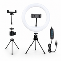 Ring Light LED 8 Polegadas com Tripé de Mesa e Suporte para Celular