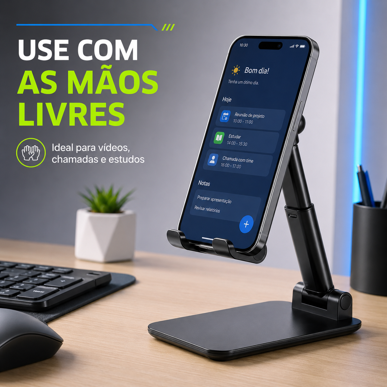 Suporte Ergonômico Dobrável para Celular e Tablet | Ajustável para Mesa
