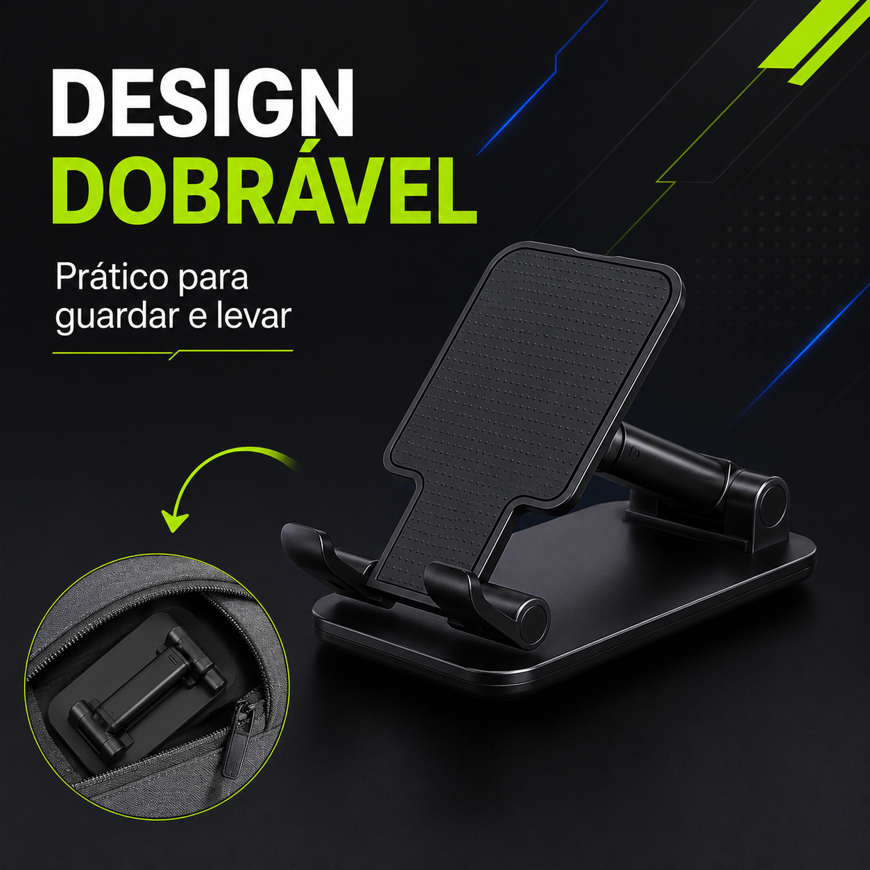 Suporte Ergonômico Dobrável para Celular e Tablet | Ajustável para Mesa