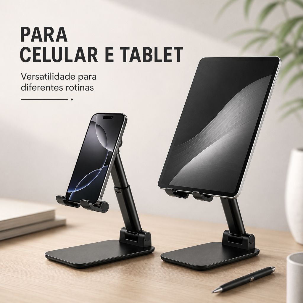 Suporte Ergonômico Dobrável para Celular e Tablet | Ajustável para Mesa