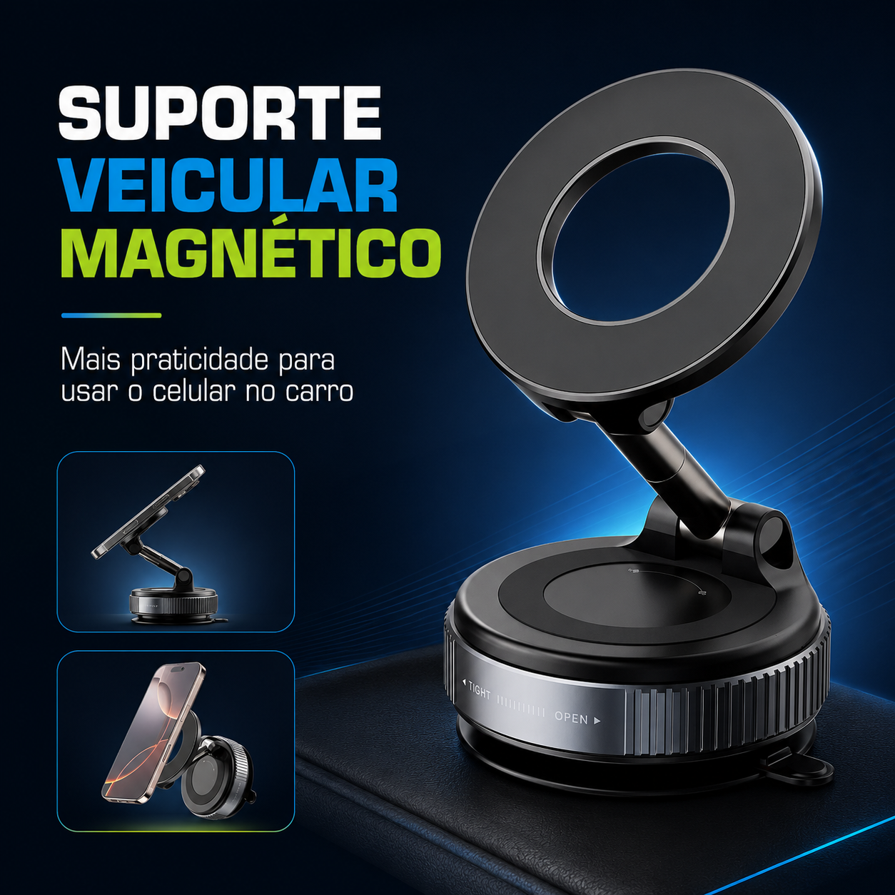 Suporte Veicular Magnético Premium 360° - IPHONE