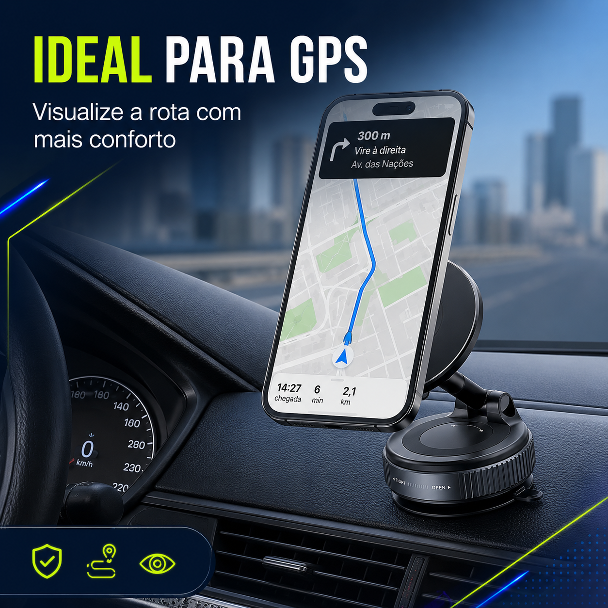 Suporte Veicular Magnético Premium 360° - IPHONE