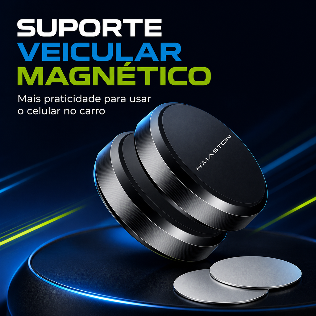 Suporte Veicular Magnético H'maston CJ-52 360° com Imãs de NeodímioSuporte Veicular Magnético H'maston CJ-52 360° com Imãs de Neodímio