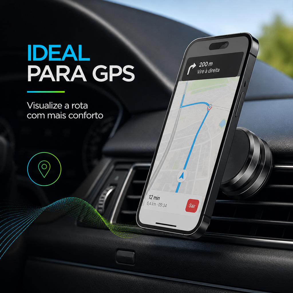 Suporte Veicular Magnético H'maston CJ-52 360° com Imãs de NeodímioSuporte Veicular Magnético H'maston CJ-52 360° com Imãs de Neodímio