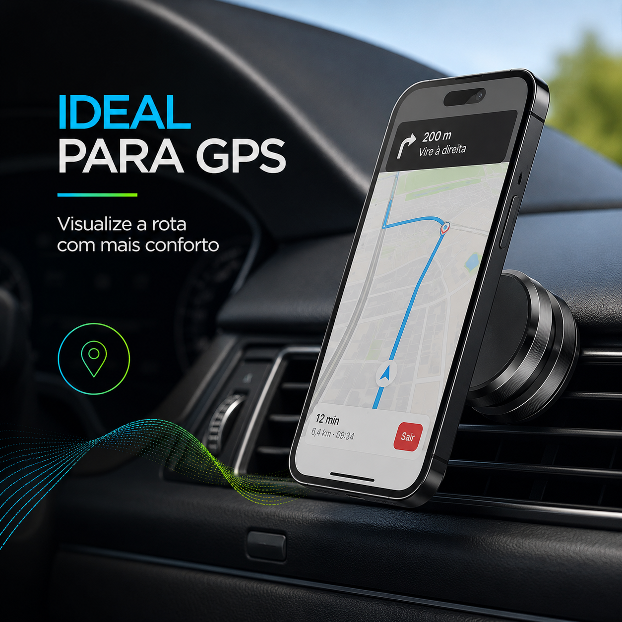 Suporte Veicular Magnético H'maston CJ-52 360° com Imãs de NeodímioSuporte Veicular Magnético H'maston CJ-52 360° com Imãs de Neodímio