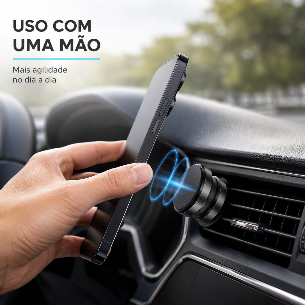 Suporte Veicular Magnético H'maston CJ-52 360° com Imãs de NeodímioSuporte Veicular Magnético H'maston CJ-52 360° com Imãs de Neodímio