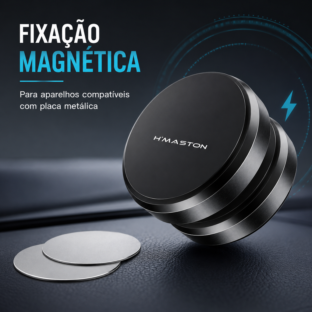 Suporte Veicular Magnético H'maston CJ-52 360° com Imãs de NeodímioSuporte Veicular Magnético H'maston CJ-52 360° com Imãs de Neodímio