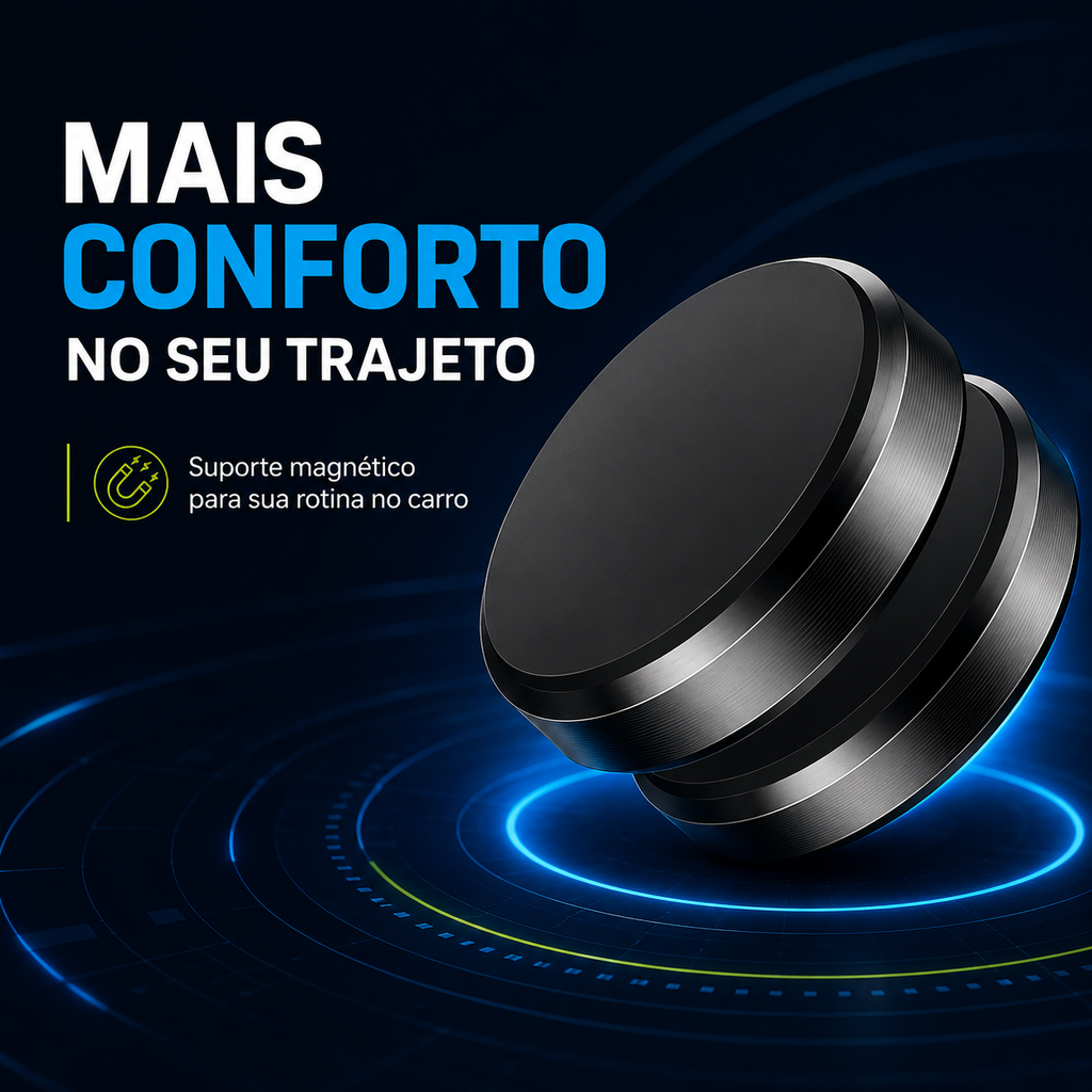 Suporte Veicular Magnético H'maston CJ-52 360° com Imãs de NeodímioSuporte Veicular Magnético H'maston CJ-52 360° com Imãs de Neodímio