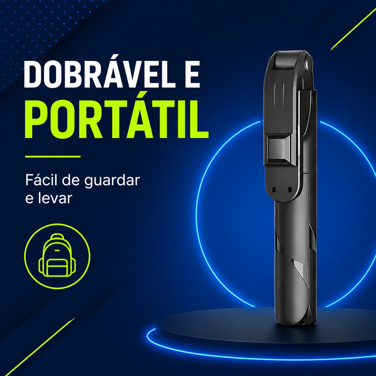 Bastão de Selfie Tripé Retrátil com Luz LED e Controle Bluetooth