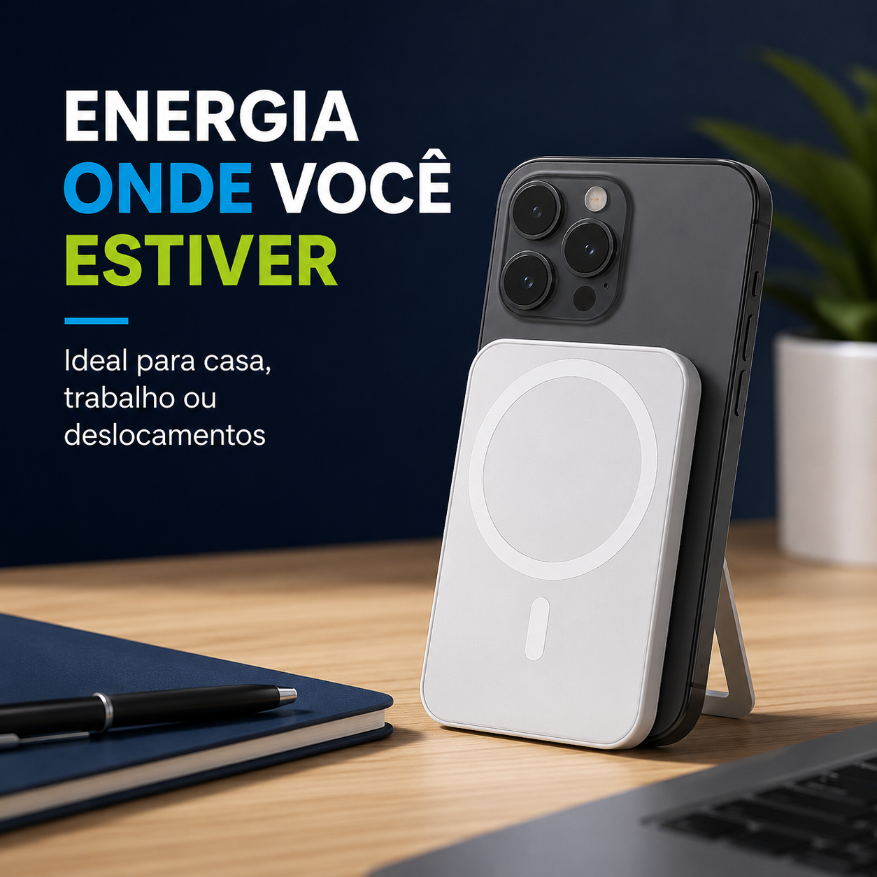 Power Bank Magnético MagSafe Premium | Carregador Portátil Sem Fio para iPhone e Android