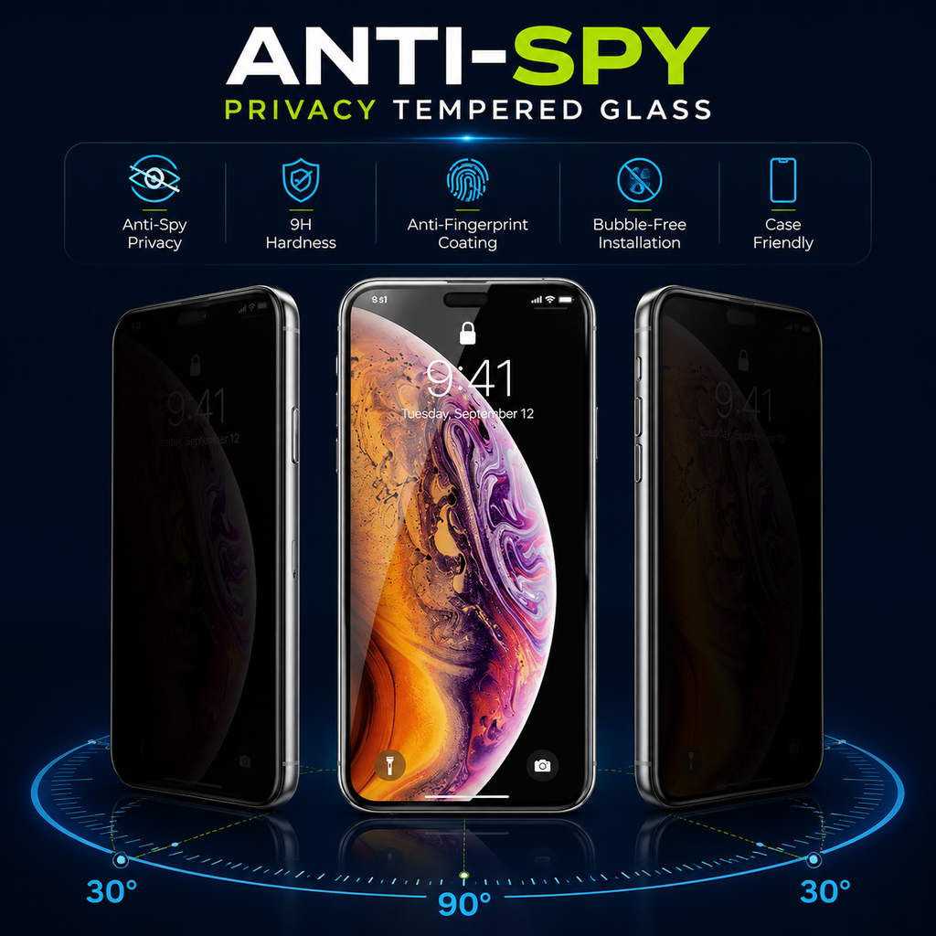 Kit Película IPhone Privacidade de Vidro 3D Privativa Anti-Espião Todos Modelos IOS XS XR 11 12 13 14 15 16 17 Pro Max